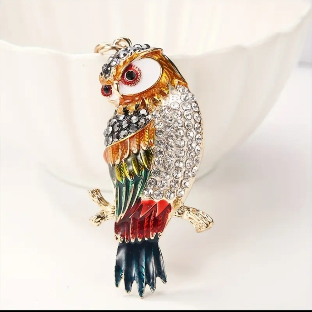Saffira the Owl 🦉✨ Rhinestone Bag Charm & Keychain